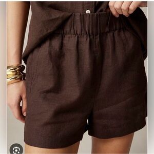 J. Crew Tropez Short in Linen in Dark Brown Size Large NWT